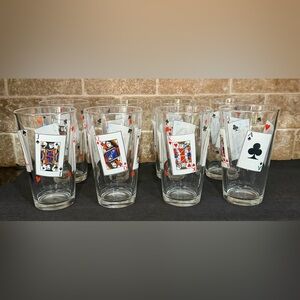 Playing Card Pint Glasses — Clear Glass with Red & Black Card Design